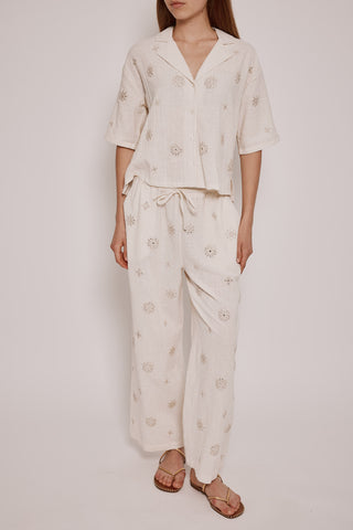 Pantalón con Cintura Elástica Detalle Bordado