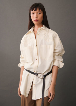 Camisa Oversize con Costuras Decorativas