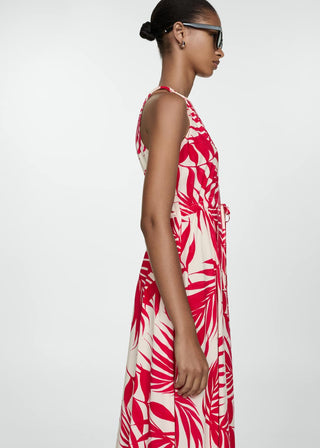 Vestido con Cintura Elástica Estampado Floral