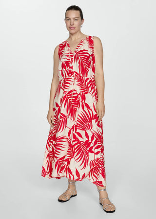Vestido con Cintura Elástica Estampado Floral