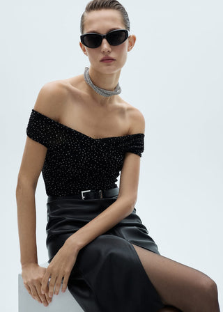 Top de Punto con Detalle Strass