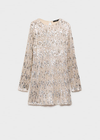 Vestido Manga Larga con Lentejuelas
