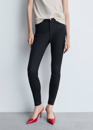 Jeans Skinny Talle Alto Encerados