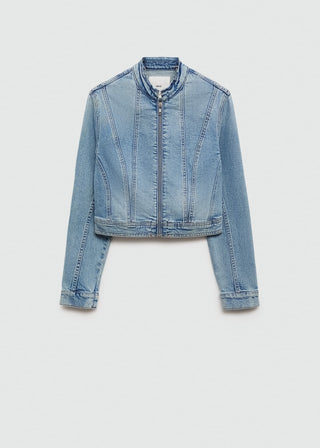 Chaqueta Denim Cuello Mao
