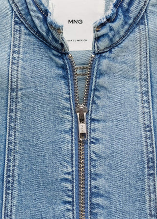 Chaqueta Denim Cuello Mao