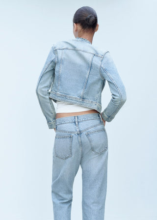Chaqueta Denim Cuello Mao