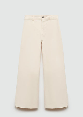 Jeans Culotte Talle Alto con Bolsillos