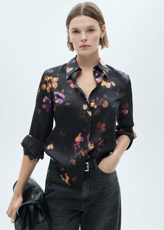 Camisa Satinada con Estampado