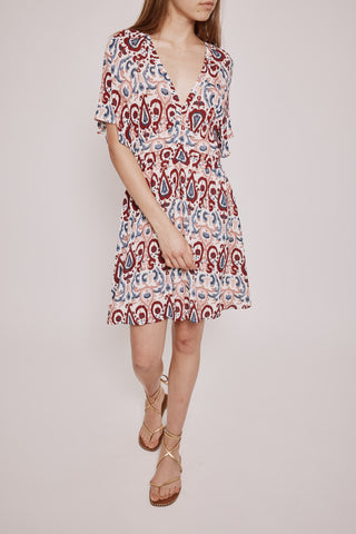 Vestido Corto Cuello V con Estampado