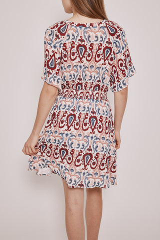 Vestido Corto Cuello V con Estampado