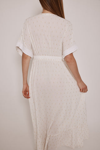 Vestido Midi Cuello V con Tejido Lúrex