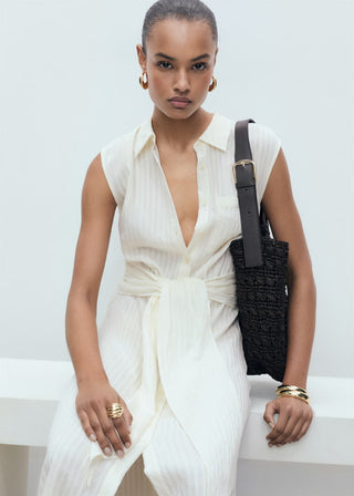 Vestido Camisero con Detalle de Lazo