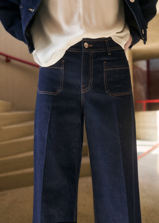 Jeans Wideleg con Bolsillos