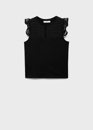 Blusa Manga Corta con Escote Calado