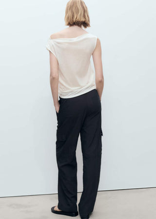 Blusa sin Mangas con Cuello Drapeado