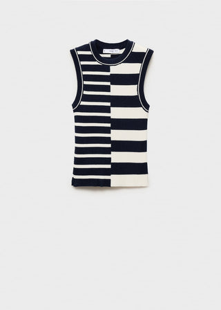 Blusa sin Mangas Estampado de Rayas