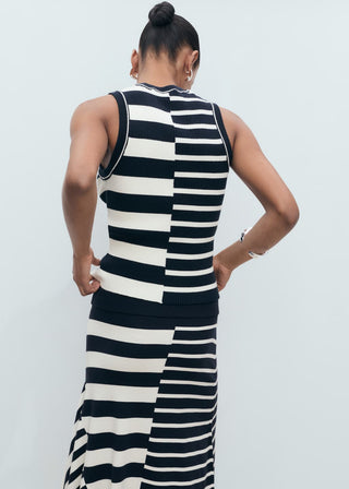 Blusa sin Mangas Estampado de Rayas