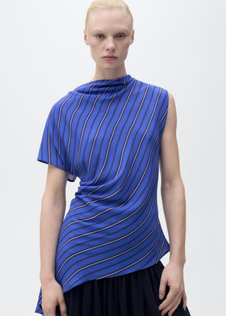 Blusa Asimétrica con Estampado de Rayas
