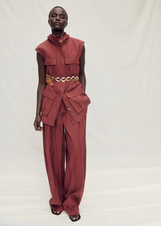 Pantalón Wide Leg Efecto Arrugado