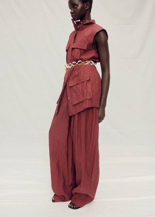 Pantalón Wide Leg Efecto Arrugado