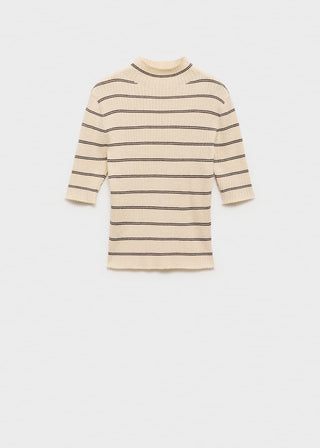 Blusa de Punto Canalé Estampado Rayas
