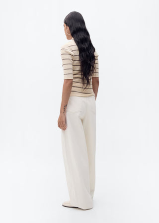 Blusa de Punto Canalé Estampado Rayas