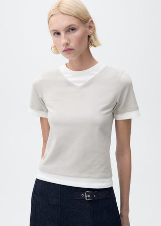 Camiseta con Detalles en Contraste de Algodón