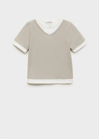 Camiseta con Detalles en Contraste de Algodón
