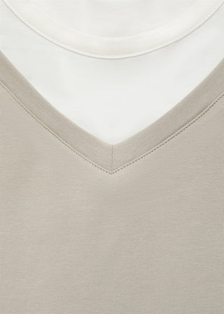 Camiseta con Detalles en Contraste de Algodón