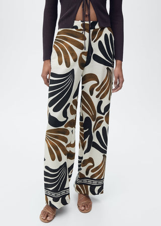 Pantalón Wide Leg Estampado Abstracto