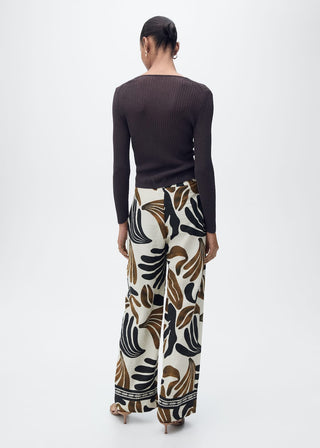 Pantalón Wide Leg Estampado Abstracto