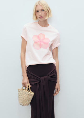 Camiseta Manga Corta con Estampado Floral