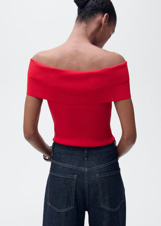Blusa de Punto con Hombros Descubiertos