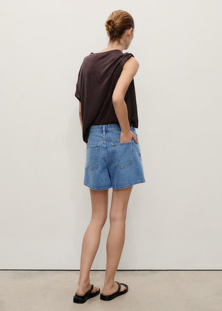 Short Denim Talle Alto con Bolsillos
