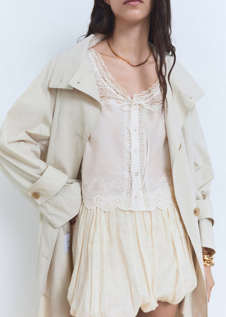 Blusa Manga Corta con Detalle de Encaje