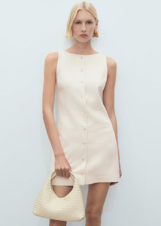 Vestido Cuello Barco con Botones