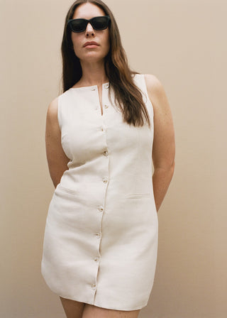 Vestido Cuello Barco con Botones