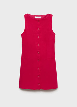 Vestido Cuello Barco con Botones