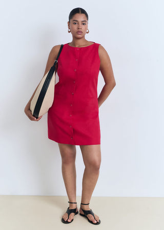 Vestido Cuello Barco con Botones
