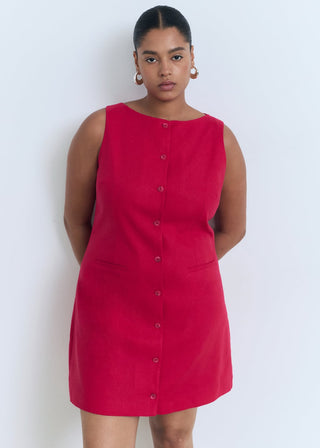 Vestido Cuello Barco con Botones