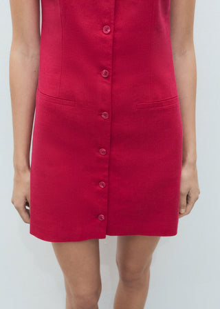 Vestido Cuello Barco con Botones