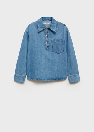 Camisa Denim con Bolsillo Delantero
