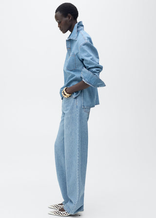 Camisa Denim con Bolsillo Delantero