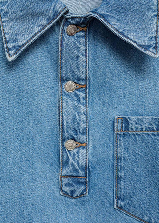 Camisa Denim con Bolsillo Delantero