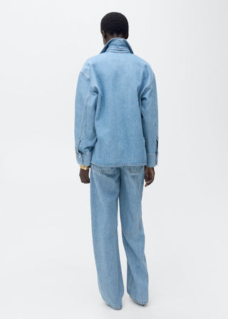 Camisa Denim con Bolsillo Delantero