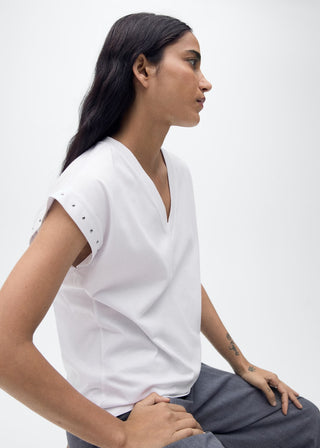 Camiseta Manga Corta Detalle Tachuelas