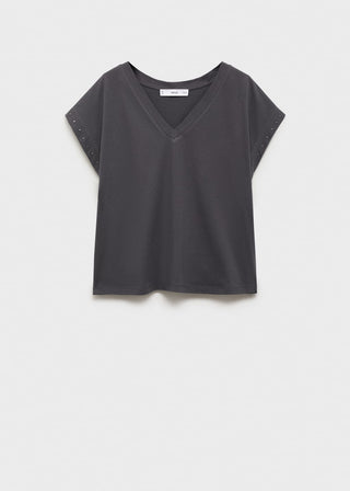 Camiseta Manga Corta Detalle Tachuelas