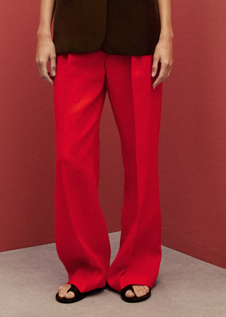 Pantalón Recto con Pinzas de Lino