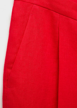 Pantalón Recto con Pinzas de Lino