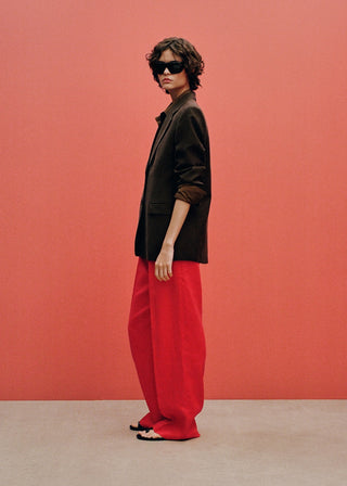 Pantalón Recto con Pinzas de Lino